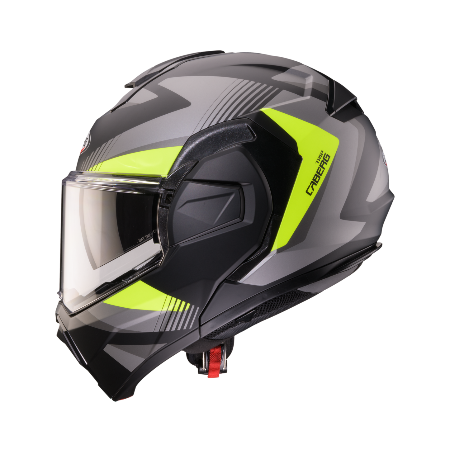 Trip Lunar Matt Black, Grey, Yellow Fluorescent & Anthracite Flip Up Motorbike Helmet