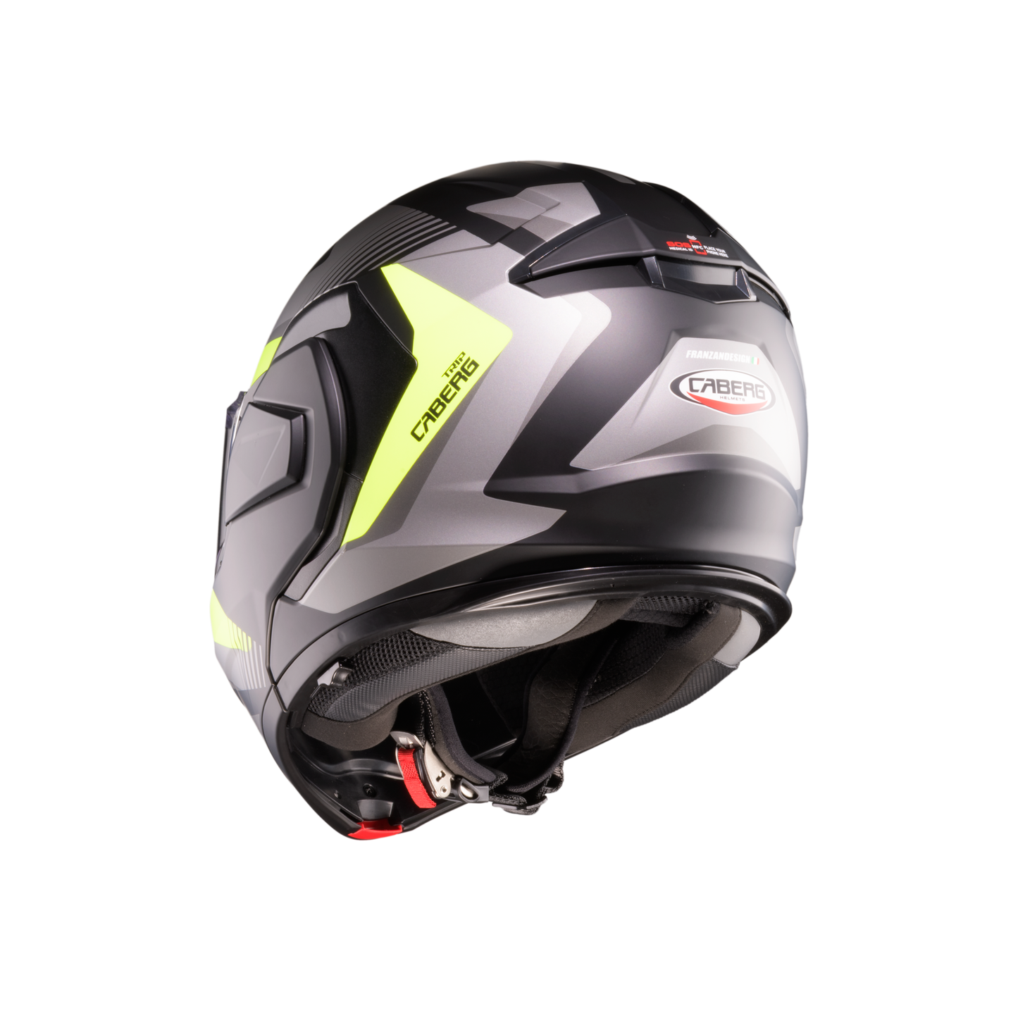 Trip Lunar Matt Black, Grey, Yellow Fluorescent & Anthracite Flip Up Motorbike Helmet