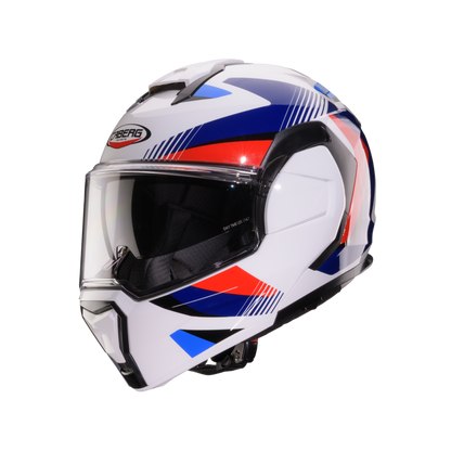 Trip Lunar White, Red & Blue Flip Up Motorbike Helmet