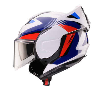 Trip Lunar White, Red & Blue Flip Up Motorbike Helmet