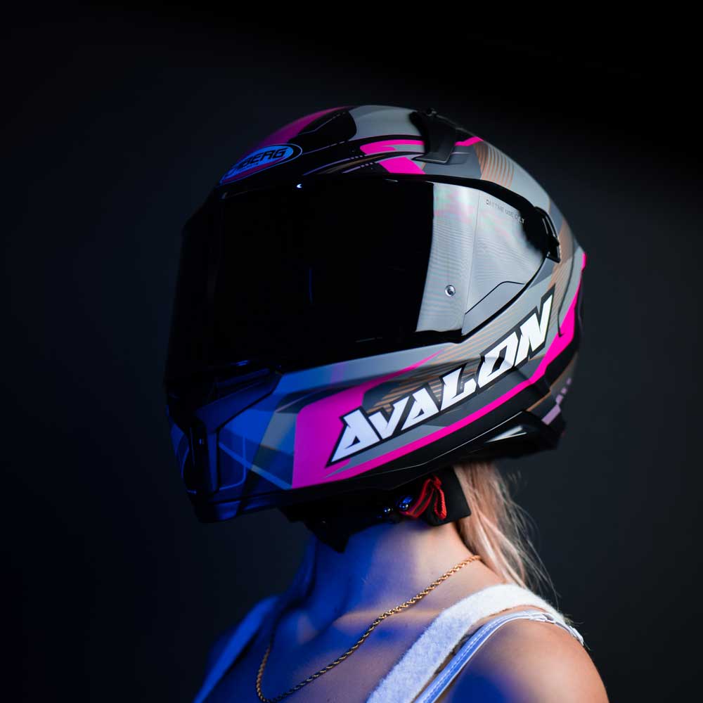 Avalon X Optic Matt Black, Grey & Fuchsia Motorcycle Helmet
