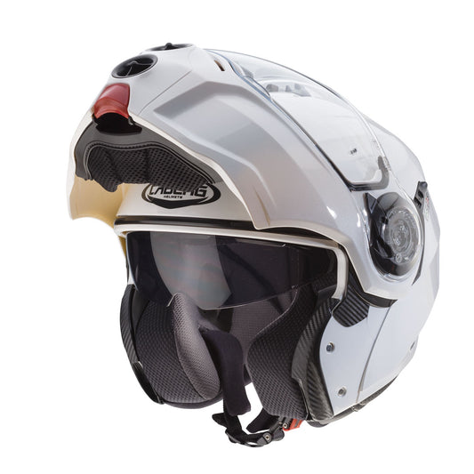 Droid Metal White Motorbike Helmet