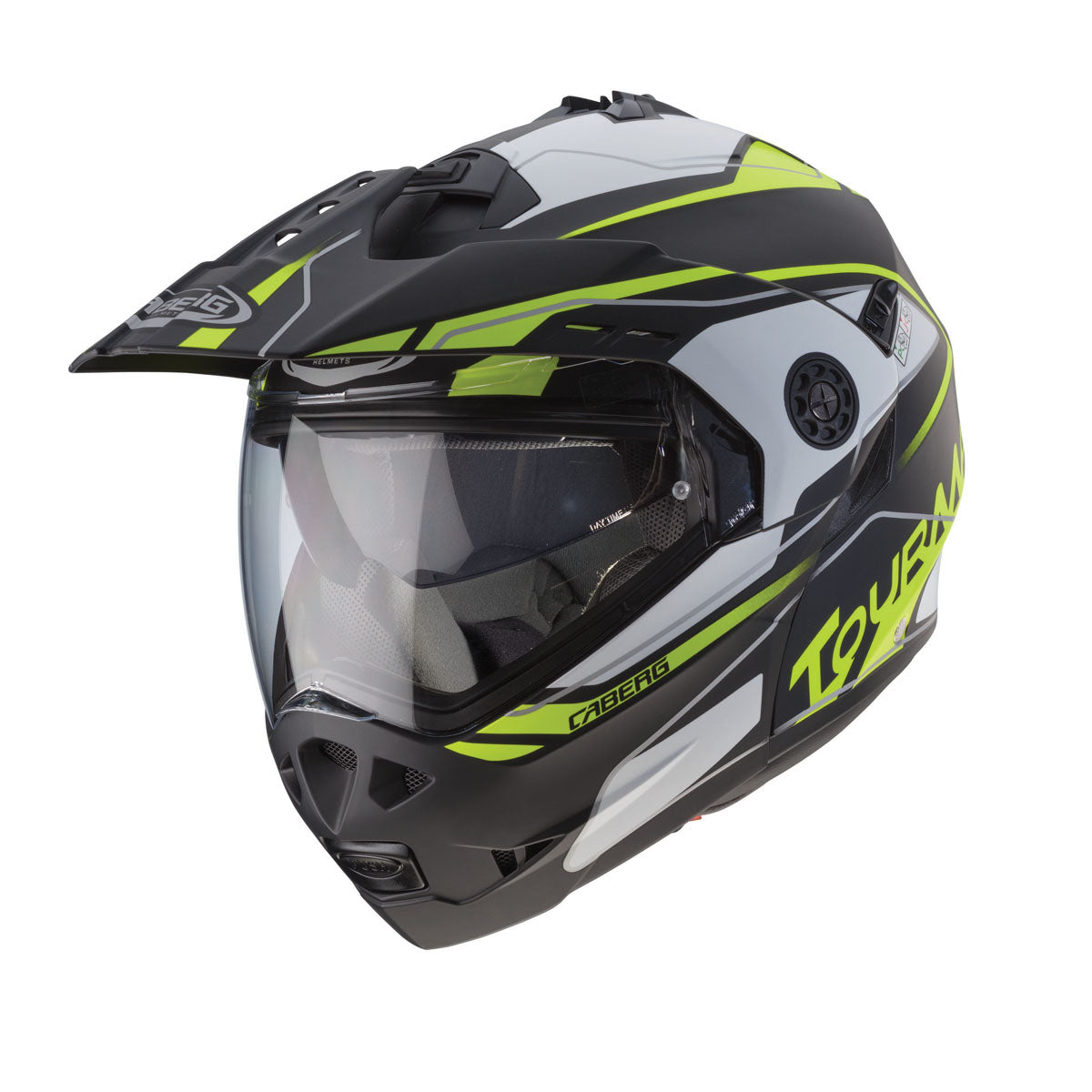 Tourmax Marathon Matt Black, White & Yellow Fluo Motorbike Helmet