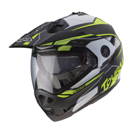 Tourmax Marathon Matt Black, White & Yellow Fluo Motorbike Helmet