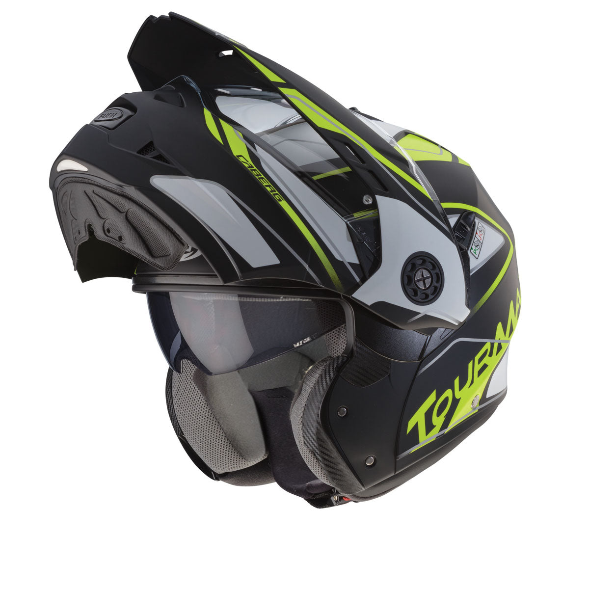 Tourmax Marathon Matt Black, White & Yellow Fluo Motorbike Helmet