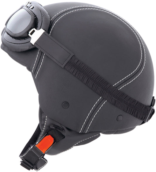 Jet Century Black Leather Motorbike Helmet