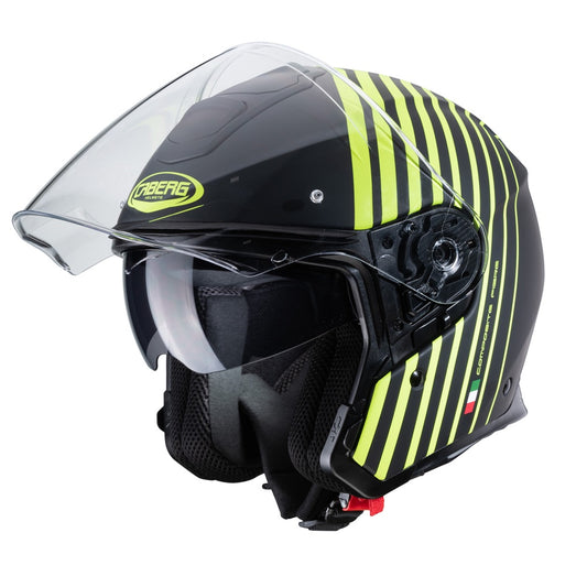 Flyon Bakari Matt Black & Yellow Motorbike Helmet