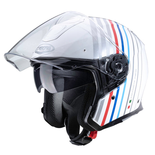 Flyon Bakari White & Silver Motorbike Helmet