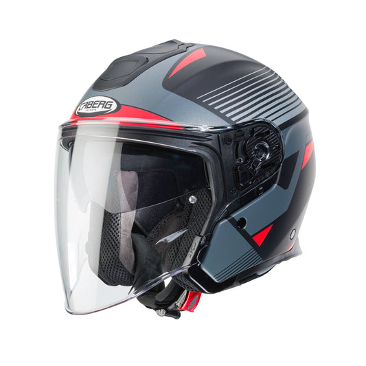 Flyon Rio Matt Black, Red, Anthracite & Silver Motorbike Helmet