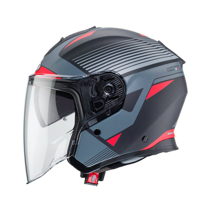 Flyon Rio Matt Black, Red, Anthracite & Silver Motorbike Helmet