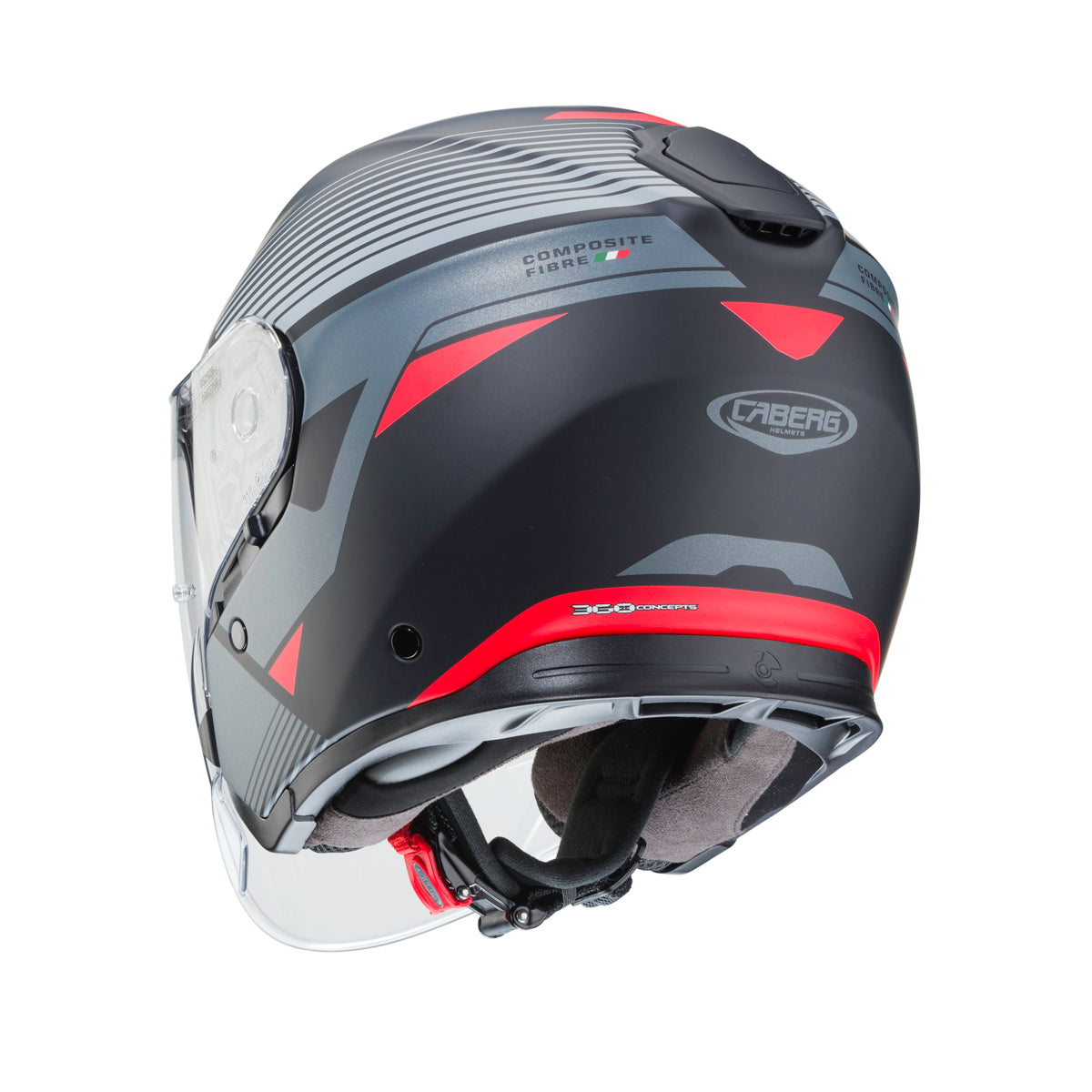 Flyon Rio Matt Black, Red, Anthracite & Silver Motorbike Helmet