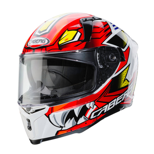 Avalon Giga White, Red & Yellow Motorbike Helmet