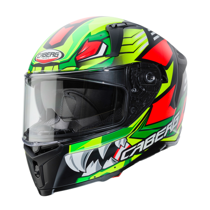 Avalon Giga Matt Black, Yellow & Red Fluorescent Motorbike Helmet