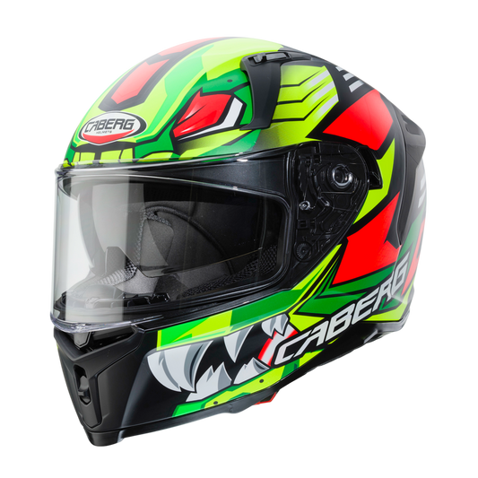 Avalon Giga Matt Black, Yellow & Red Fluorescent Motorbike Helmet