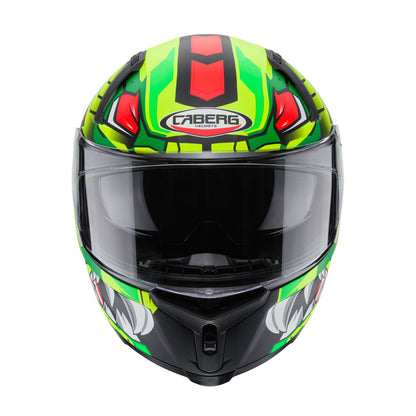 Avalon Giga Matt Black, Yellow & Red Fluorescent Motorbike Helmet