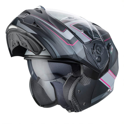 Duke 2 Tour Matt Black, Pink, Anthracite & Silver Motorbike Helmet