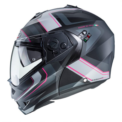 Duke 2 Tour Matt Black, Pink, Anthracite & Silver Motorbike Helmet