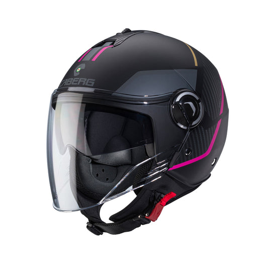 Riviera V4 X Geo Matt Black, Fuchsia & Anthracite Motorbike Helmet