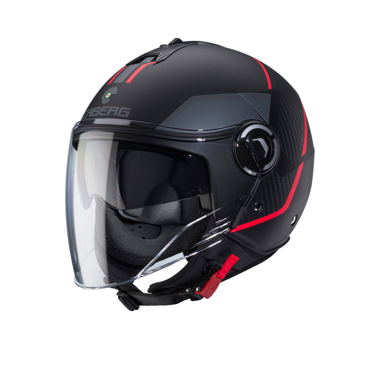 Riviera V4 X Geo Matt Black, Red & Anthracite Motorbike Helmet