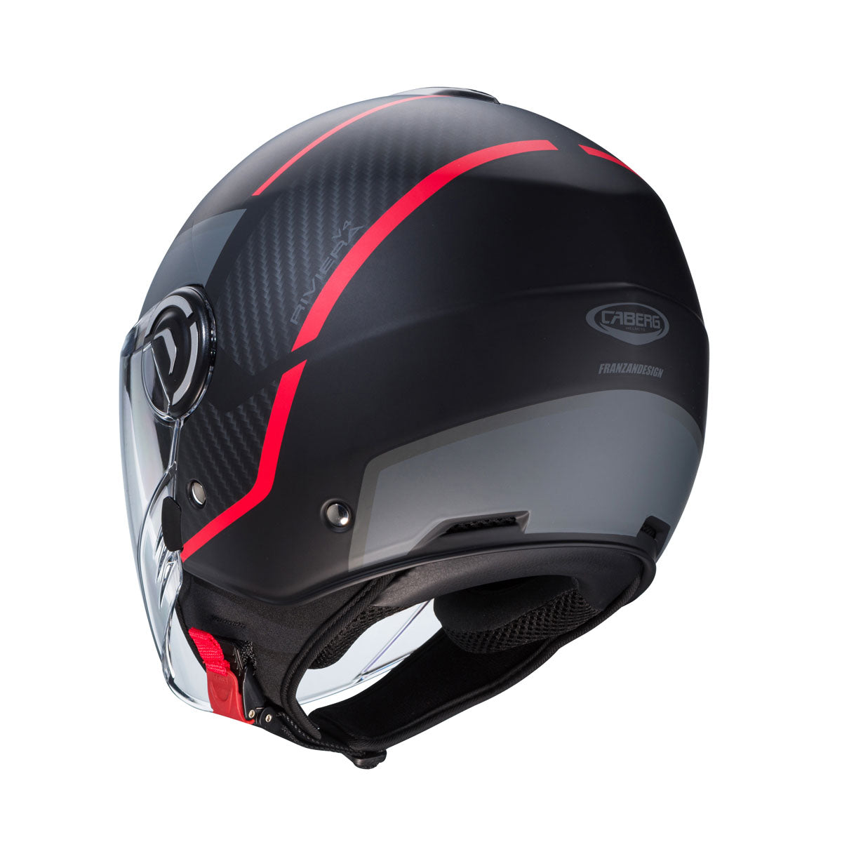 Riviera V4 X Geo Matt Black, Red & Anthracite Motorbike Helmet