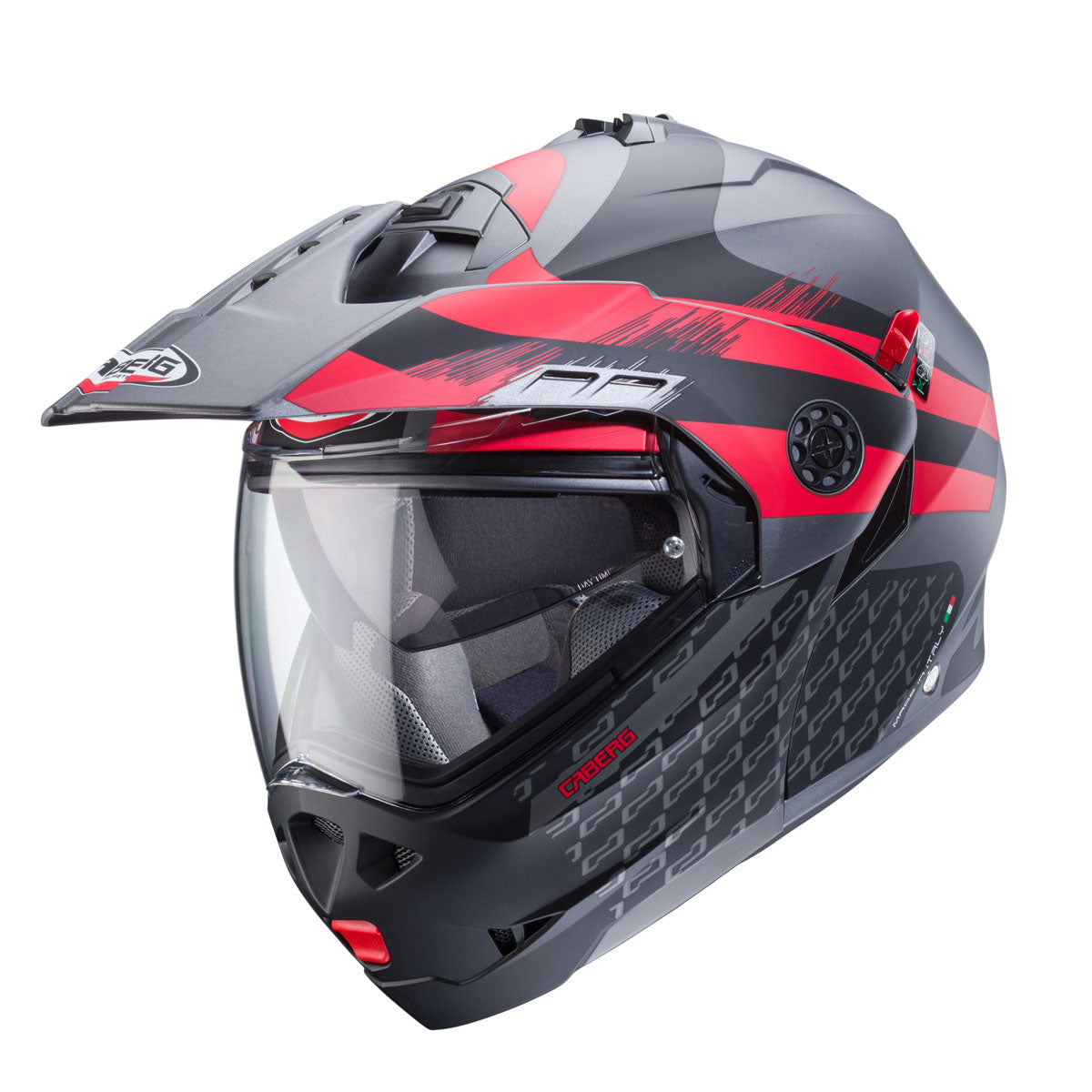 Tourmax X Sarabe Matt Gun Metal, Black & Red Motorbike Helmet