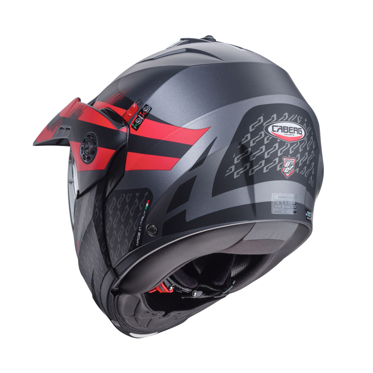 Tourmax X Sarabe Matt Gun Metal, Black & Red Motorbike Helmet