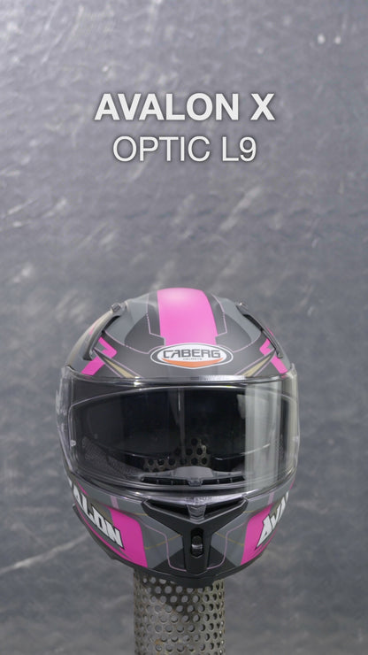 Avalon X Optic Matt Black, Grey & Fuchsia Motorcycle Helmet