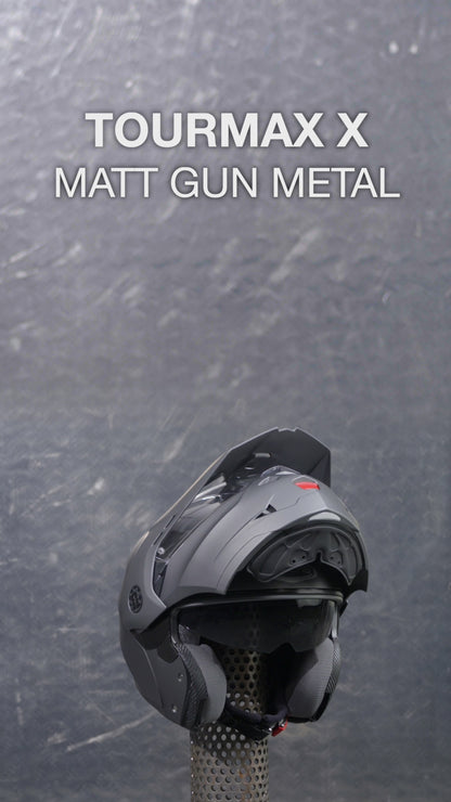 Tourmax X Matt Gun Metal Motorcycle Helmet