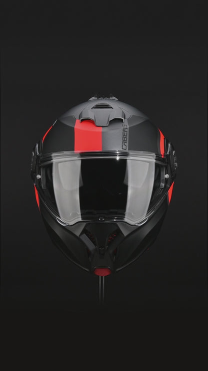 Duke Evo Indy Matt Gun Metal & Red Fluorescent Motorcycle Helmet