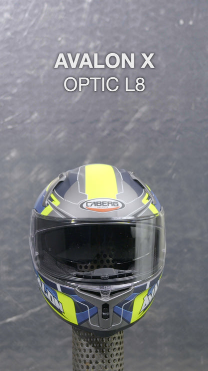 Avalon X Optic Matt Grey, Blue & Yellow Motorcycle Helmet